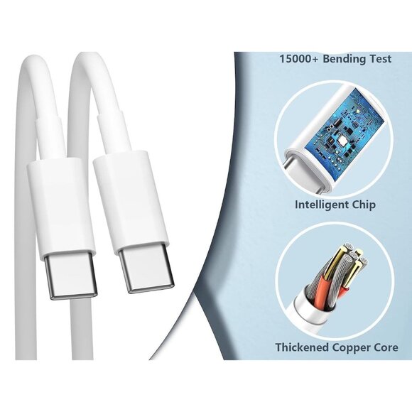 6 Ft USB-C Charger, Fast Charging for Smartphones/iPhones Cable Type-C Wall Plug - Picture 2 of 4